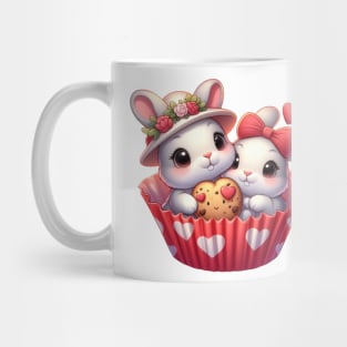 Valentine Rabbit Couple In A Cupcake Mug